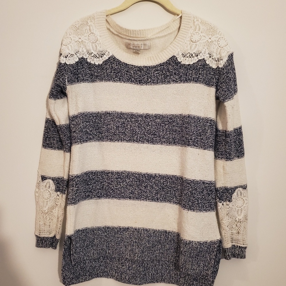 Lace striped sweater